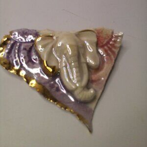 Lacombe Pin Broach Elephant Rough Trim Pink Purple Gold